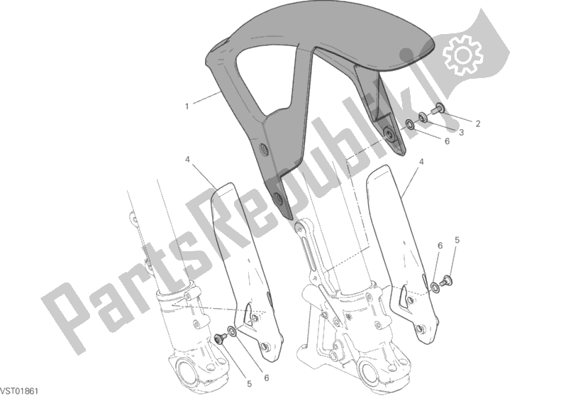 All parts for the Front Mudguard of the Ducati Scrambler Icon Thailand 803 2019